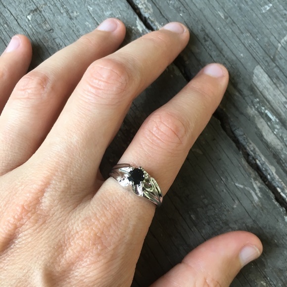 Silver Ring with Black Stone - Picture 2 of 12